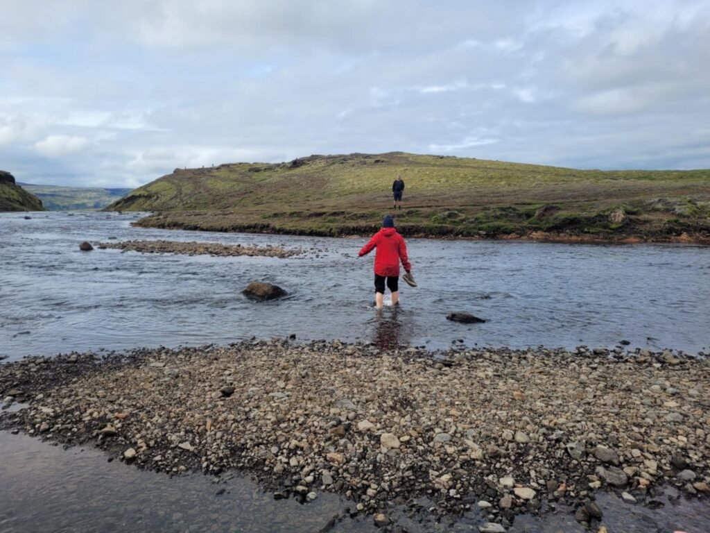 Second river crossing at Glymur Waterfall, Iceland